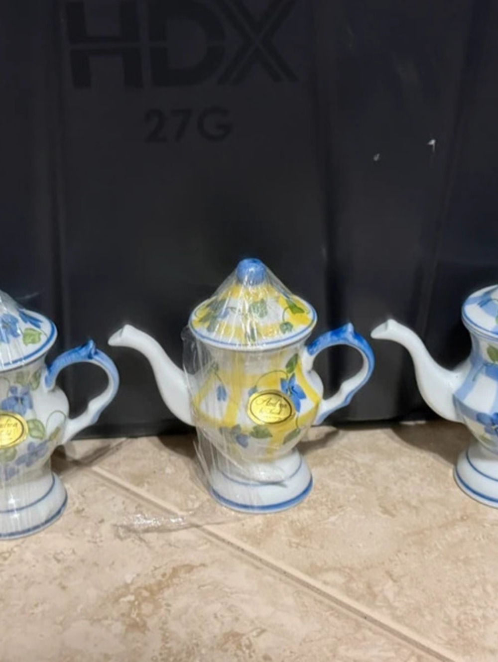 Andrea by Sadek Miniature Porcelain Teapots Set of 3
